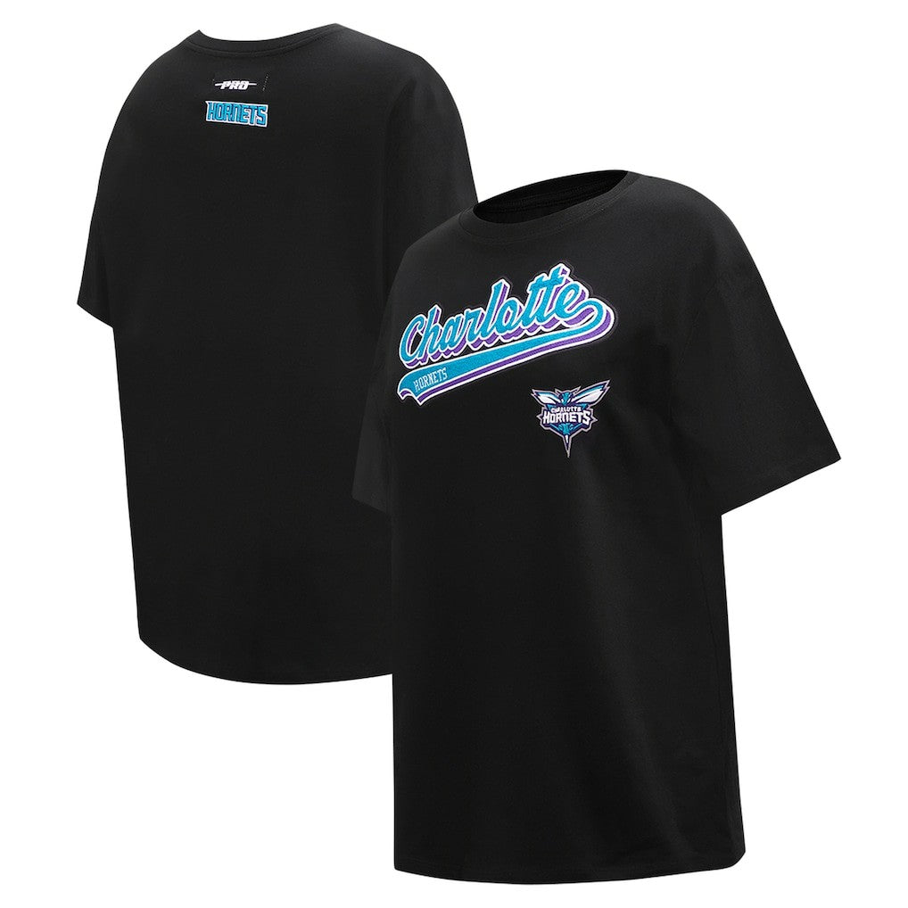 Charlotte Hornets Pro Standard Women's Script Boyfriend T-Shirt Black - NBA
