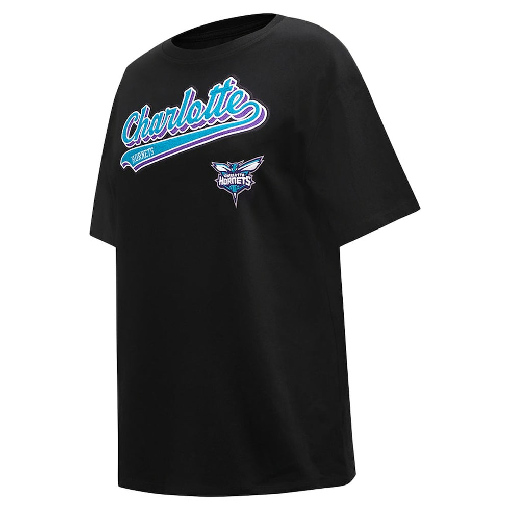 Charlotte Hornets Pro Standard Women's Script Boyfriend T-Shirt Black - NBA