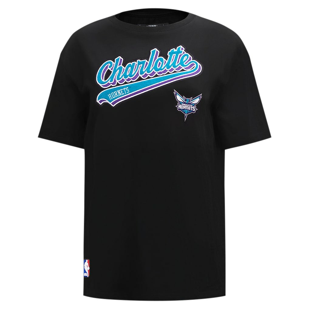 Charlotte Hornets Pro Standard Women's Script Boyfriend T-Shirt Black - NBA