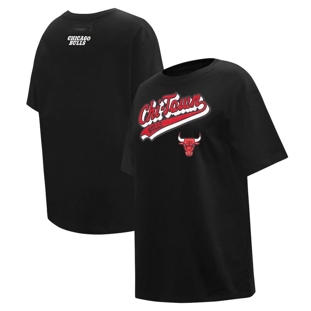 Chicago Bulls Pro Standard Women's Script Boyfriend T-Shirt Black - NBA