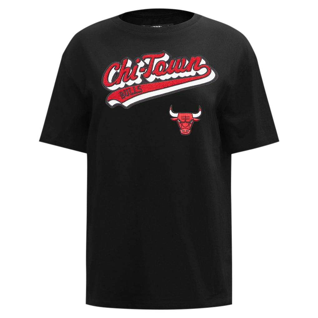 Chicago Bulls Pro Standard Women's Script Boyfriend T-Shirt Black - NBA