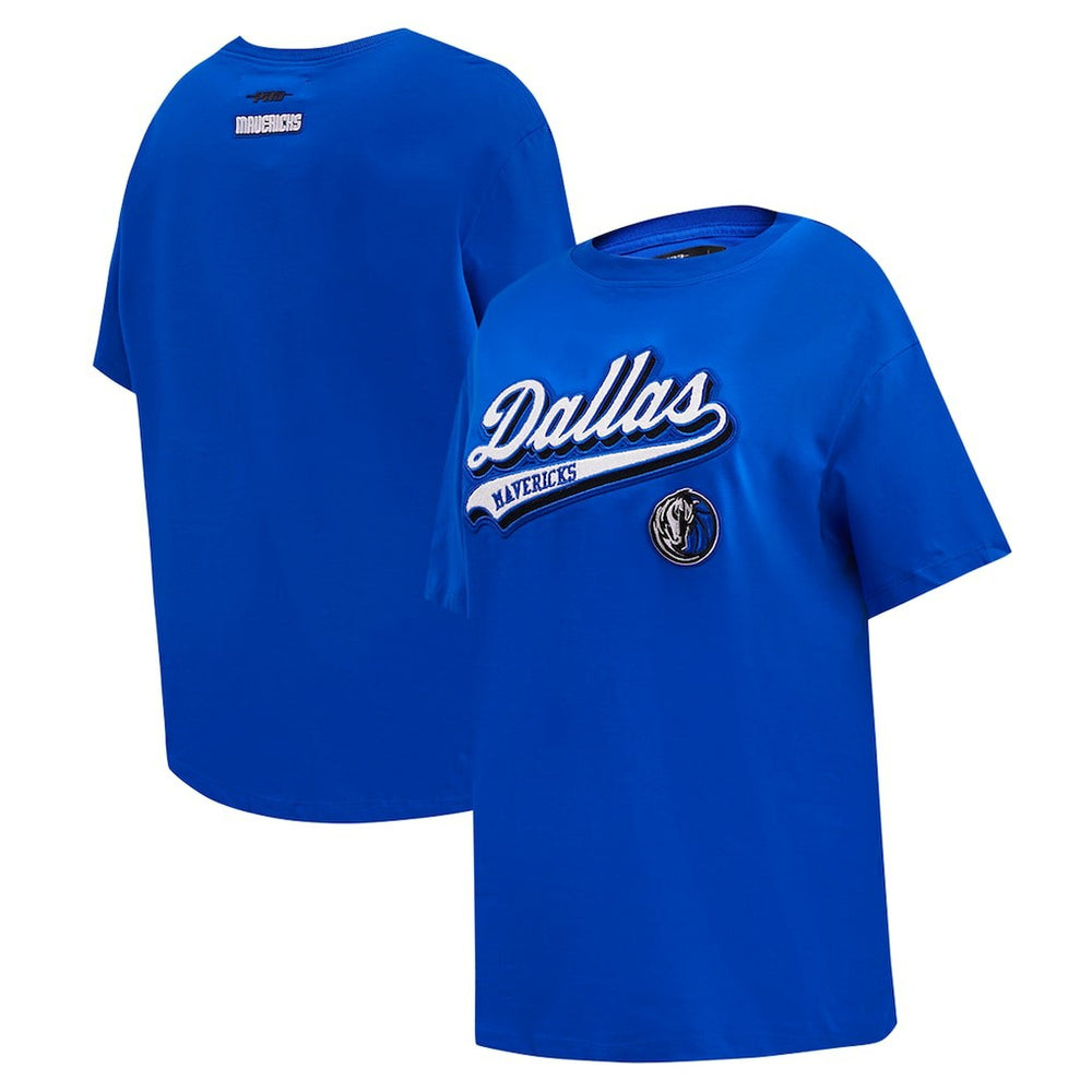 Dallas Mavericks Pro Standard Women's Script Boyfriend T-Shirt Royal - NBA