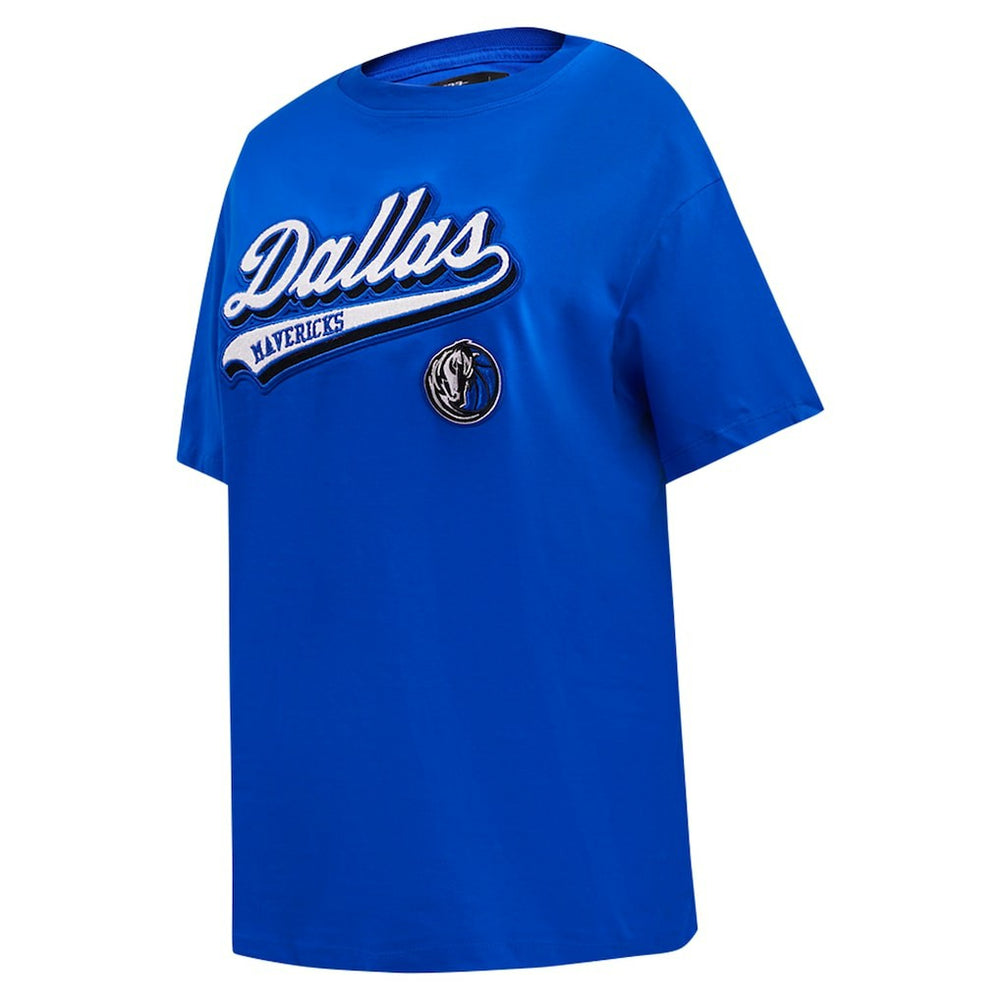 Dallas Mavericks Pro Standard Women's Script Boyfriend T-Shirt Royal - NBA
