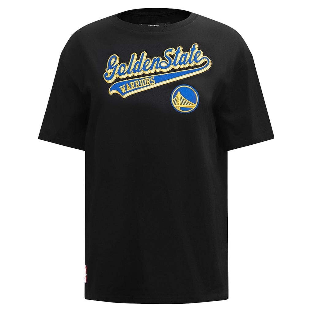 Golden State Warriors Pro Standard Women's Script Boyfriend T-Shirt Black - NBA