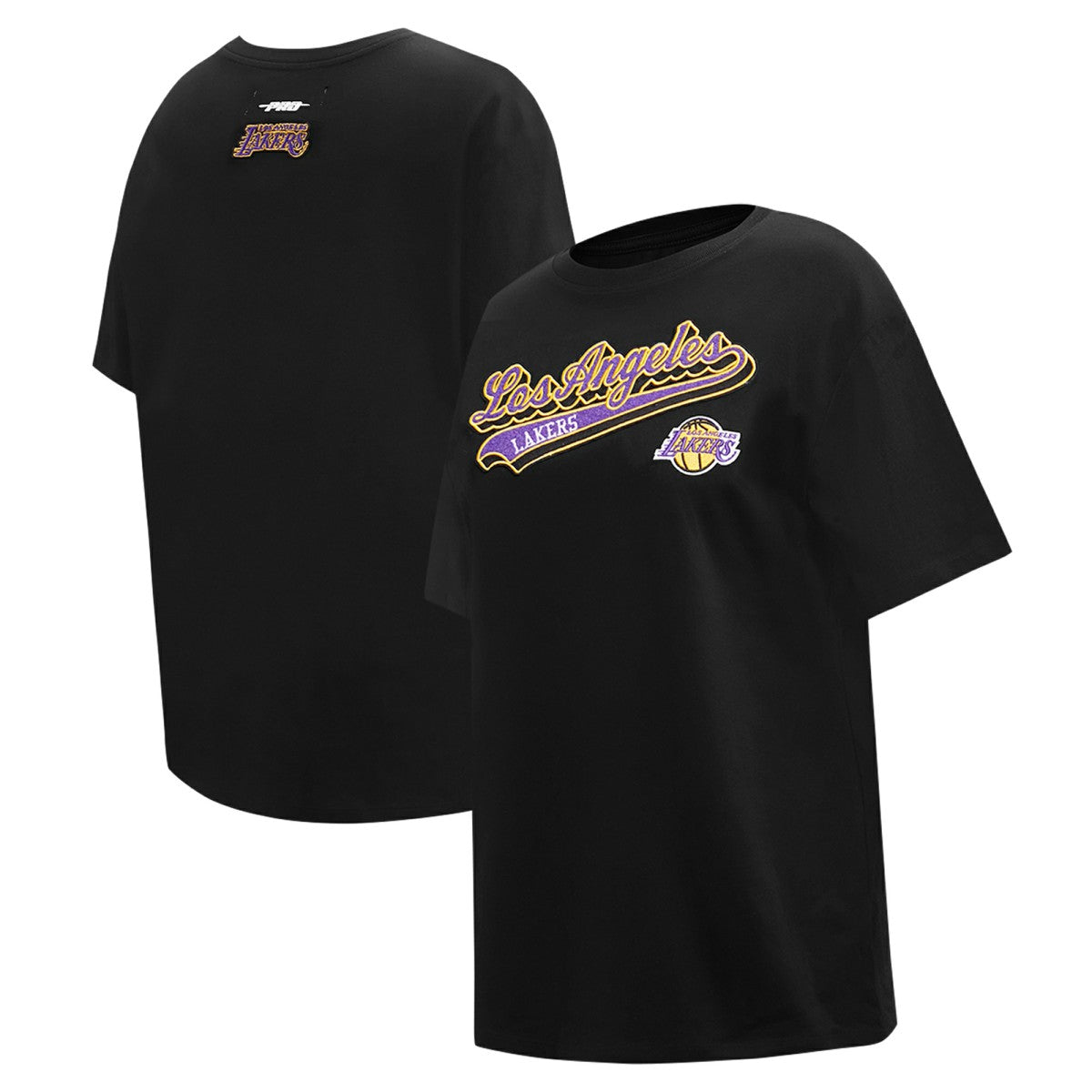 Los Angeles Lakers Pro Standard Women's Script Boyfriend T-Shirt Black - NBA