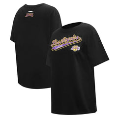 Los Angeles Lakers Pro Standard Women's Script Boyfriend T-Shirt Black - NBA