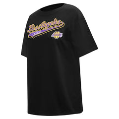 Los Angeles Lakers Pro Standard Women's Script Boyfriend T-Shirt Black - NBA