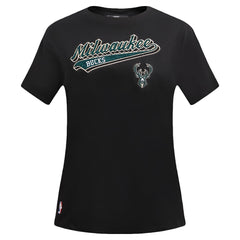 Milwaukee Bucks Pro Standard Women's Script Boyfriend T-Shirt Black - NBA