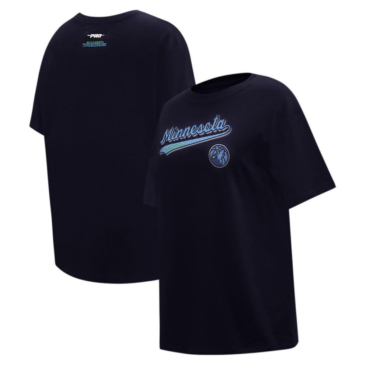 Minnesota Timberwolves Pro Standard Women's Script Boyfriend T-Shirt Navy - NBA