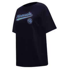 Minnesota Timberwolves Pro Standard Women's Script Boyfriend T-Shirt Navy - NBA