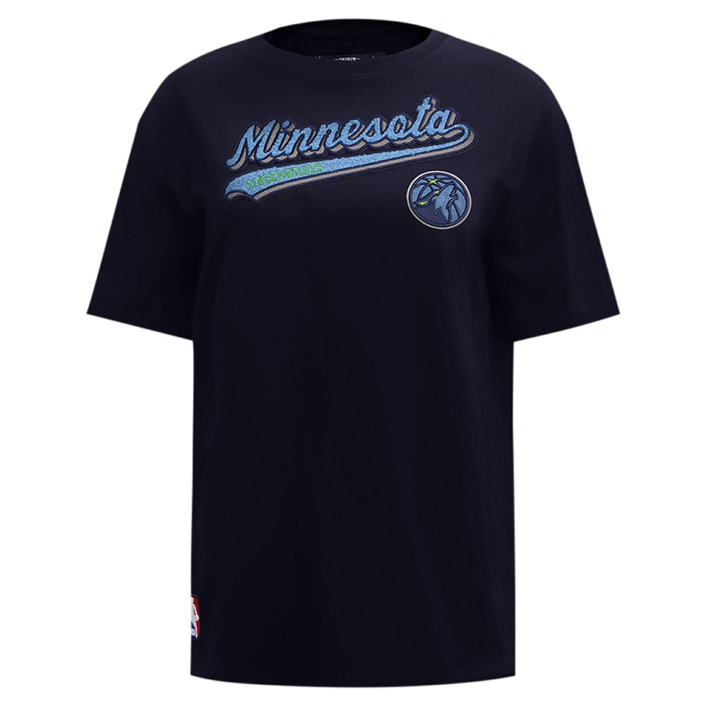 Minnesota Timberwolves Pro Standard Women's Script Boyfriend T-Shirt Navy - NBA