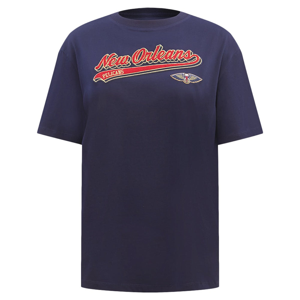 New Orleans Pelicans Pro Standard Women's Script Boyfriend T-Shirt Navy - NBA
