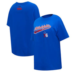 Philadelphia 76ers Pro Standard Women's Script Boyfriend T-Shirt Royal - NBA
