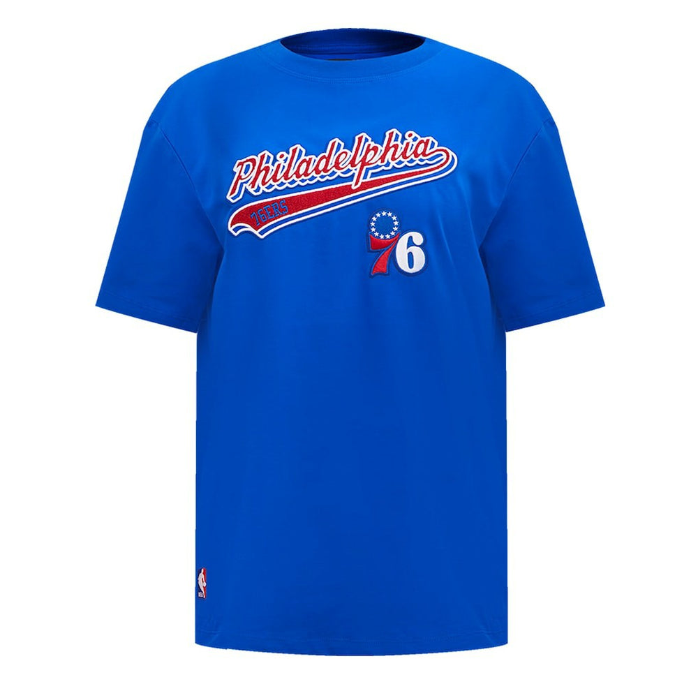 Philadelphia 76ers Pro Standard Women's Script Boyfriend T-Shirt Royal - NBA