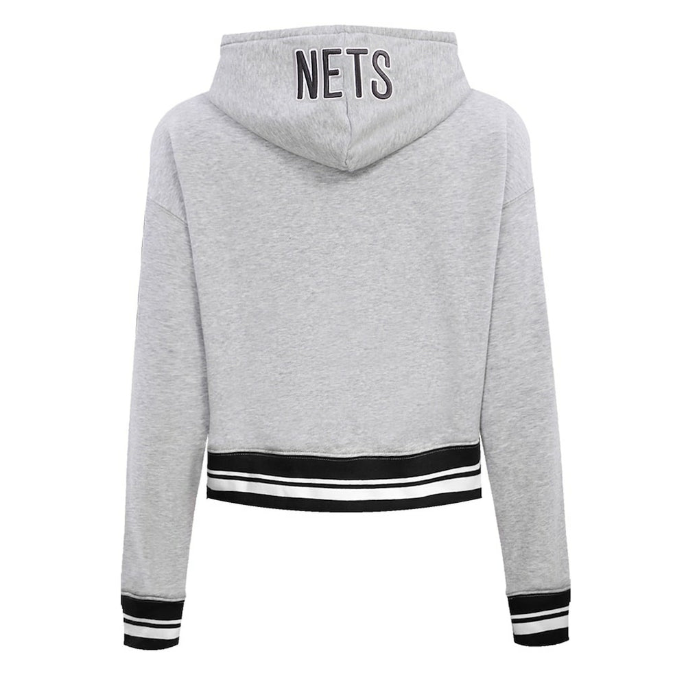 Brooklyn Nets Pro Standard Women's Script Tail Cropped Pullover Hoodie Heather Gray - NBA