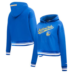 Golden State Warriors Pro Standard Women's Script Tail Cropped Pullover Hoodie Royal - NBA