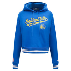 Golden State Warriors Pro Standard Women's Script Tail Cropped Pullover Hoodie Royal - NBA