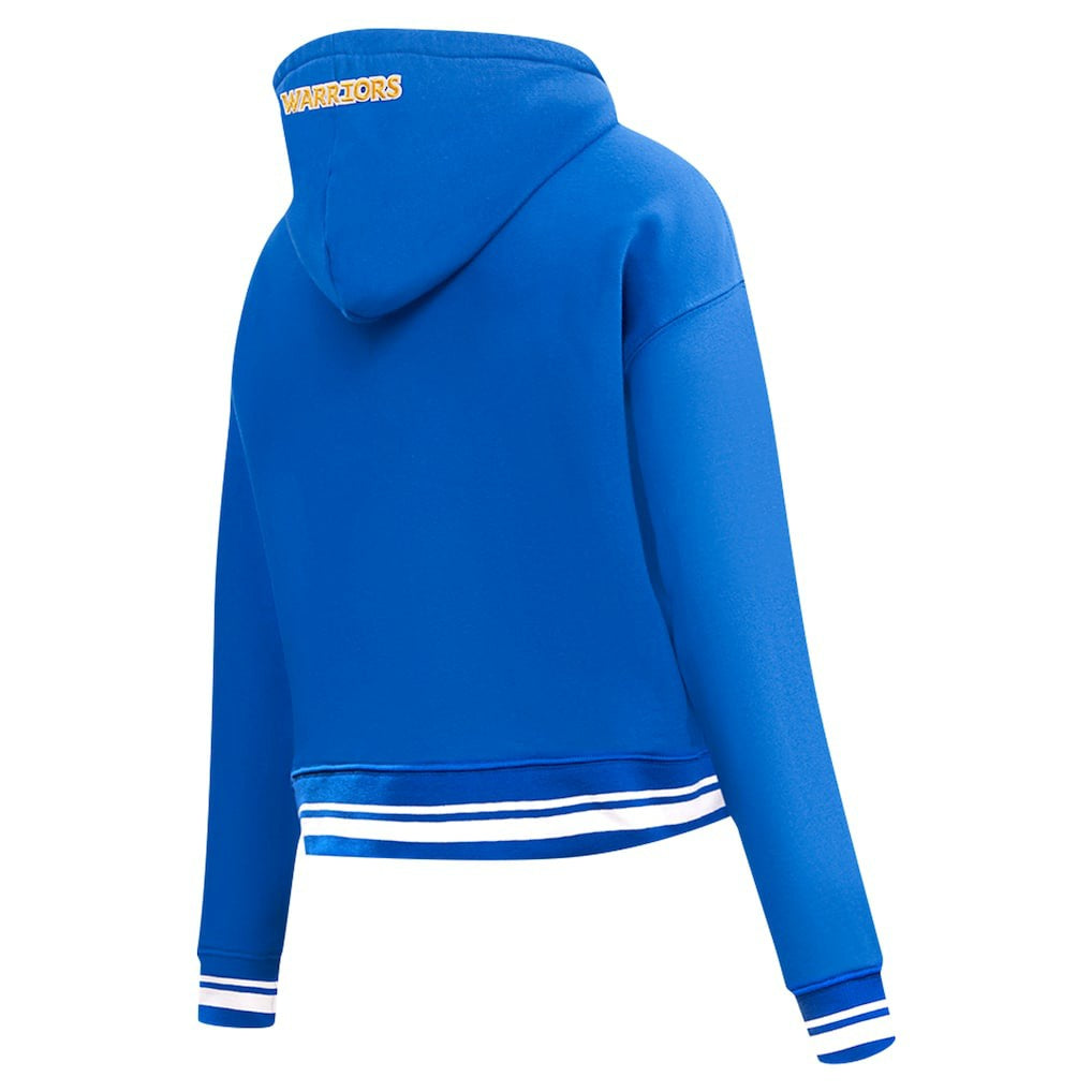 Golden State Warriors Pro Standard Women's Script Tail Cropped Pullover Hoodie Royal - NBA