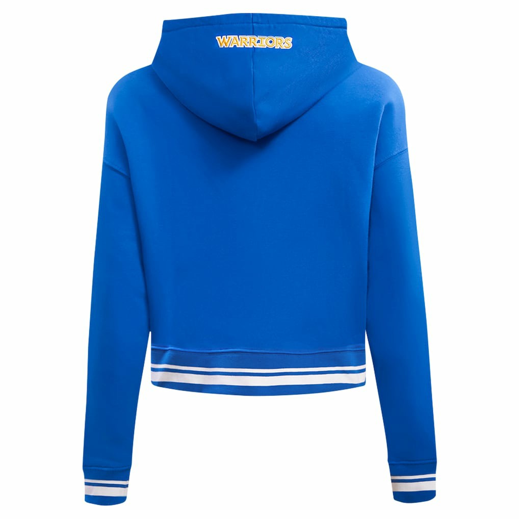 Golden State Warriors Pro Standard Women's Script Tail Cropped Pullover Hoodie Royal - NBA