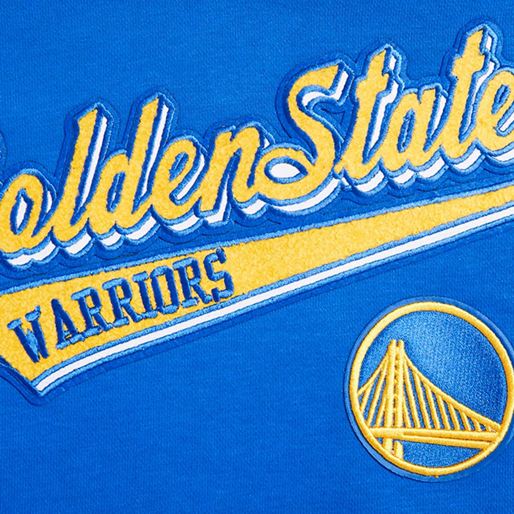 Golden State Warriors Pro Standard Women's Script Tail Cropped Pullover Hoodie Royal - NBA
