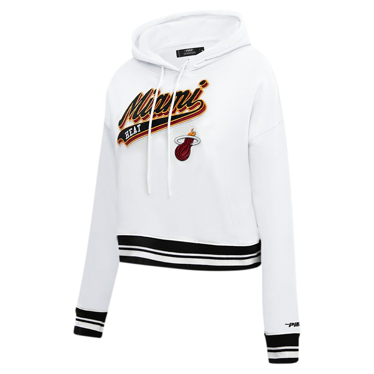 Miami Heat Pro Standard Women's Script Tail Cropped Pullover Hoodie White - NBA