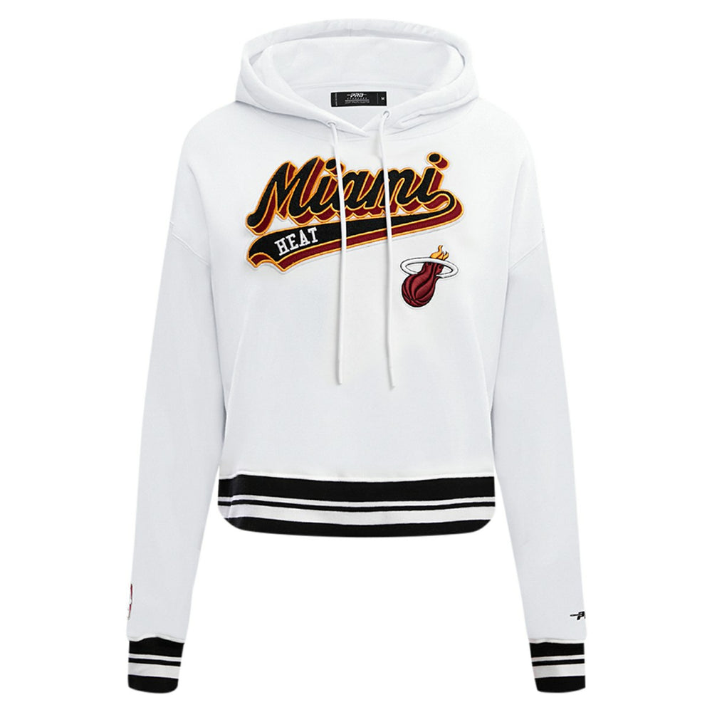 Miami Heat Pro Standard Women's Script Tail Cropped Pullover Hoodie White - NBA