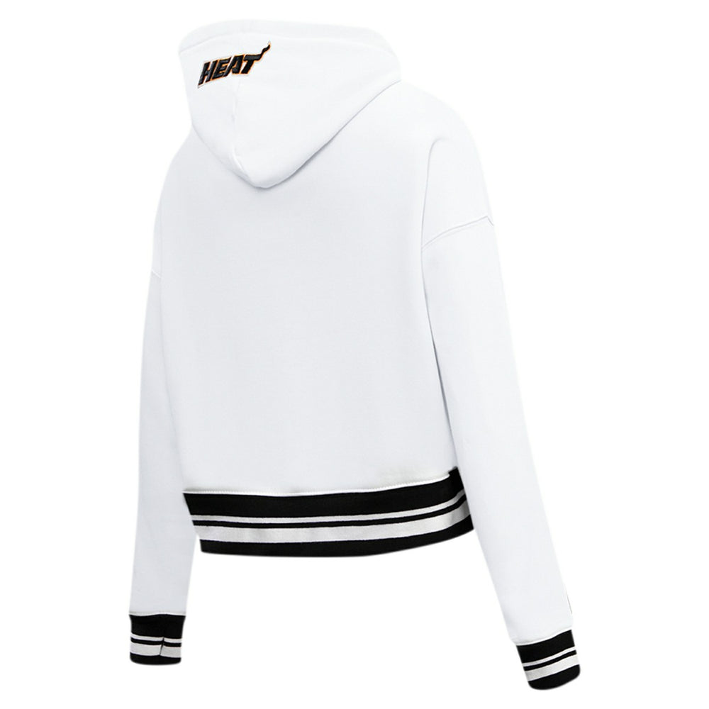 Miami Heat Pro Standard Women's Script Tail Cropped Pullover Hoodie White - NBA