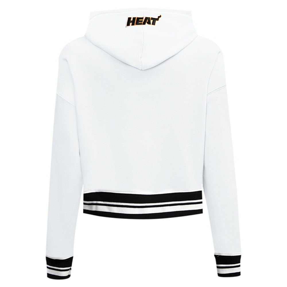 Miami Heat Pro Standard Women's Script Tail Cropped Pullover Hoodie White - NBA