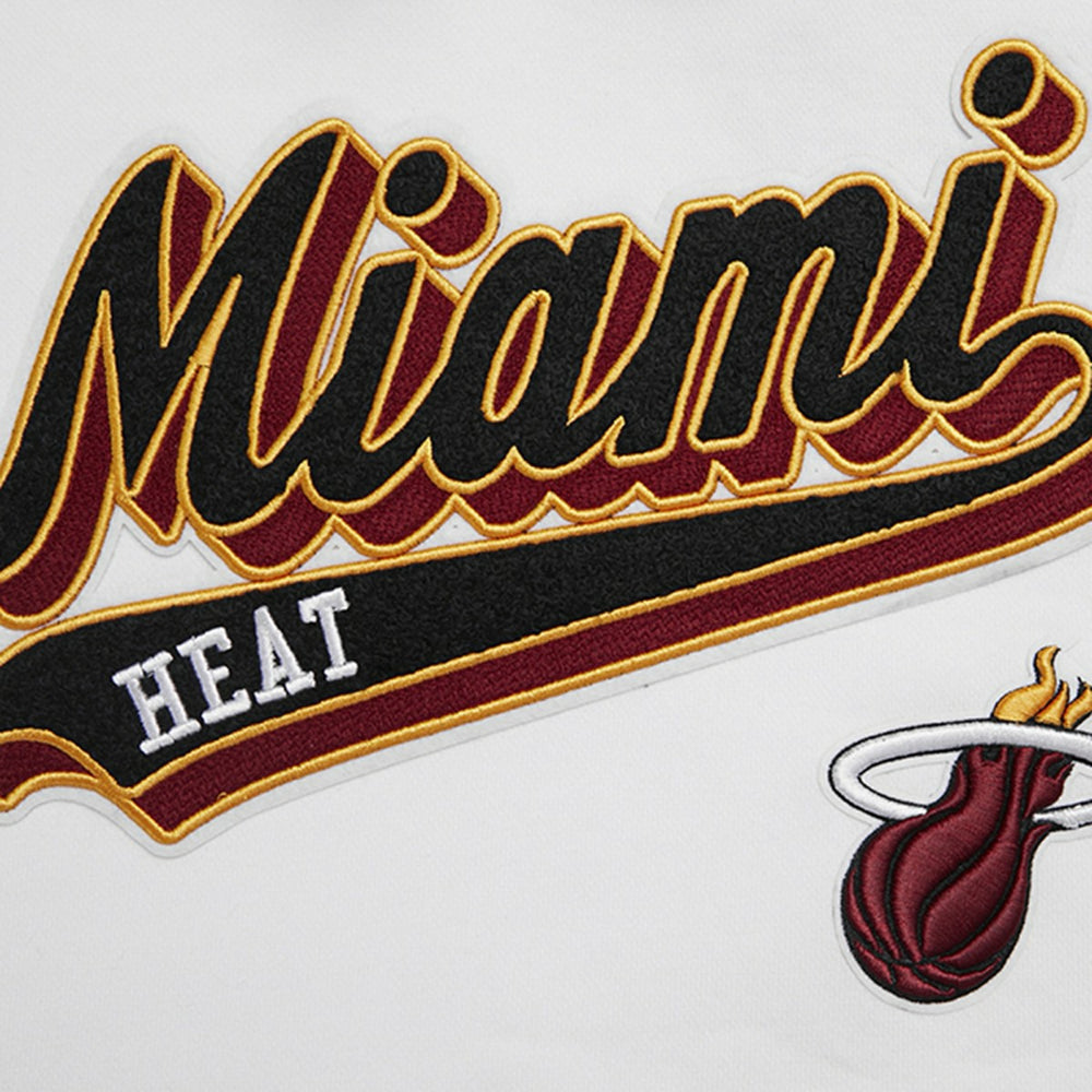 Miami Heat Pro Standard Women's Script Tail Cropped Pullover Hoodie White - NBA