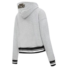 Milwaukee Bucks Pro Standard Women's Script Tail Cropped Pullover Hoodie Heather Gray - NBA