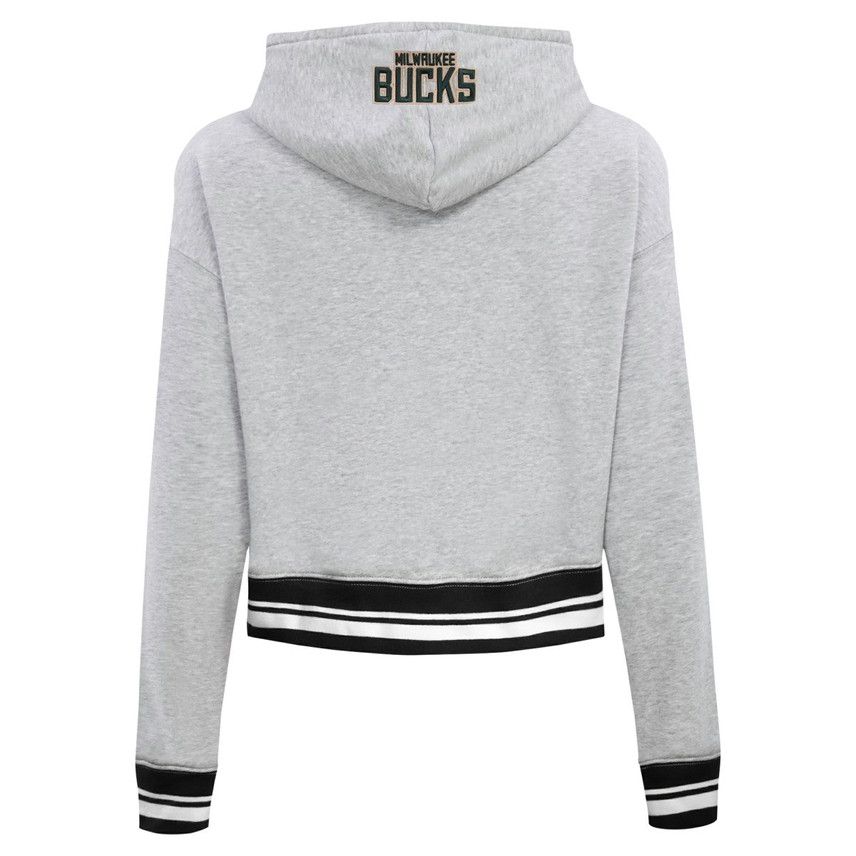 Milwaukee Bucks Pro Standard Women's Script Tail Cropped Pullover Hoodie Heather Gray - NBA