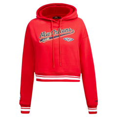 New Orleans Pelicans Pro Standard Women's Script Tail Cropped Pullover Hoodie Red - NBA