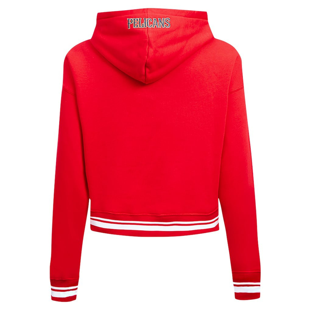 New Orleans Pelicans Pro Standard Women's Script Tail Cropped Pullover Hoodie Red - NBA