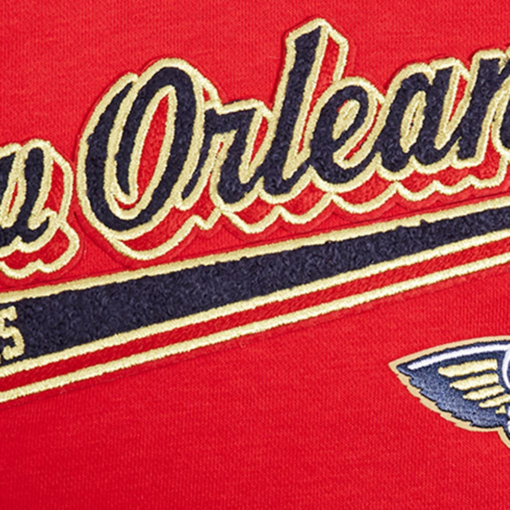 New Orleans Pelicans Pro Standard Women's Script Tail Cropped Pullover Hoodie Red - NBA