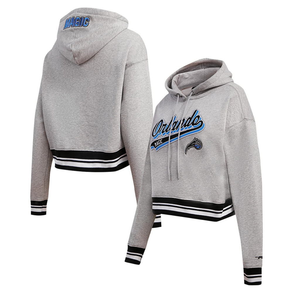 Orlando Magic Pro Standard Women's Script Tail Cropped Pullover Hoodie Heather Gray - NBA