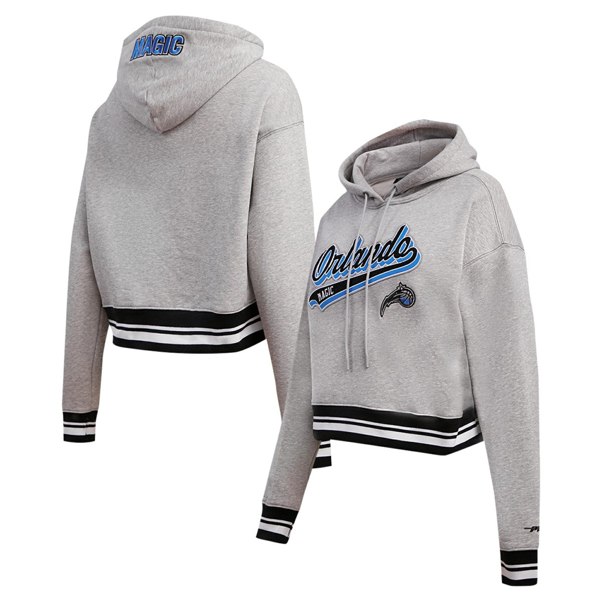 Orlando Magic Pro Standard Women's Script Tail Cropped Pullover Hoodie Heather Gray - NBA