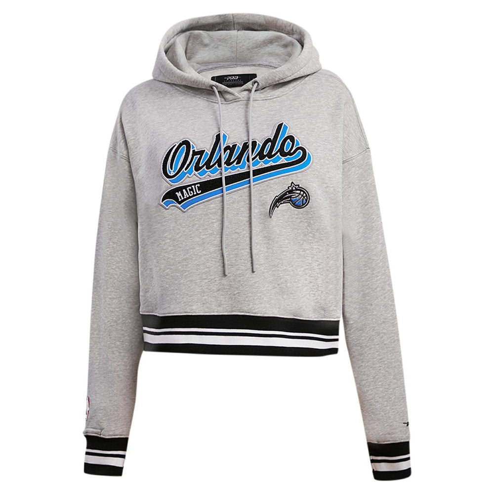 Orlando Magic Pro Standard Women's Script Tail Cropped Pullover Hoodie Heather Gray - NBA