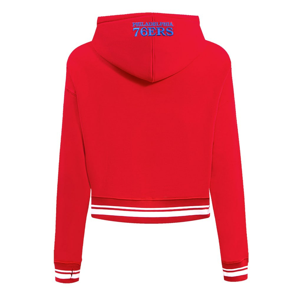 Philadelphia 76ers Pro Standard Women's Script Tail Cropped Pullover Hoodie Red - NBA