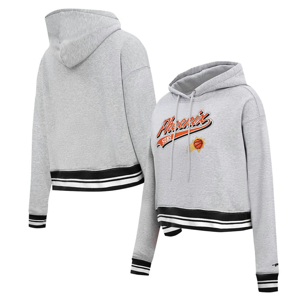 Phoenix Suns Pro Standard Women's Script Tail Cropped Pullover Hoodie Heather Gray - NBA