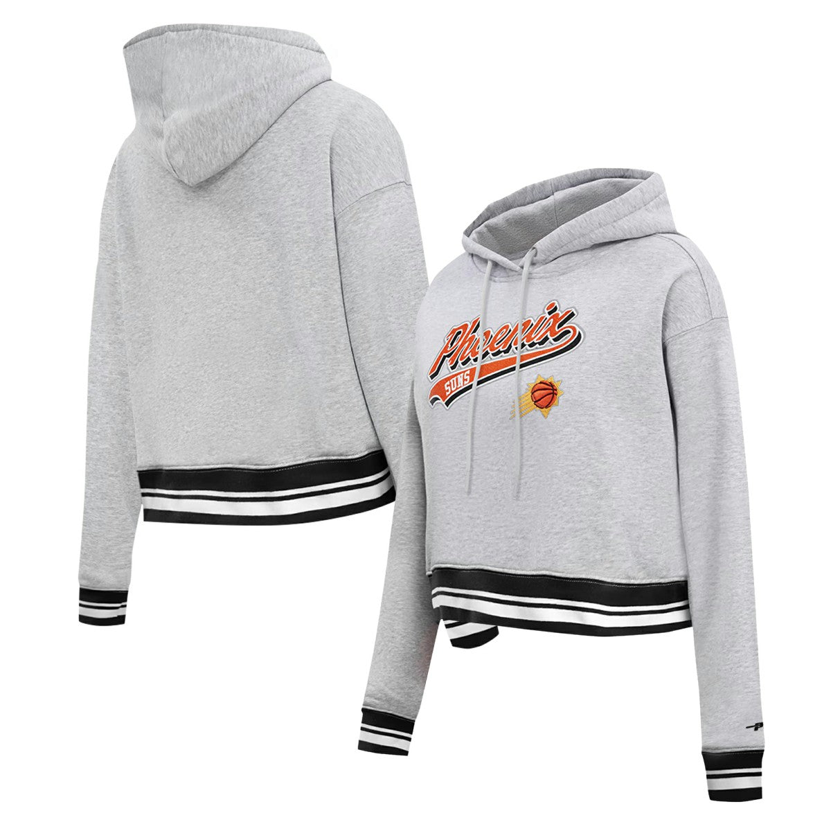 Phoenix Suns Pro Standard Women's Script Tail Cropped Pullover Hoodie Heather Gray - NBA