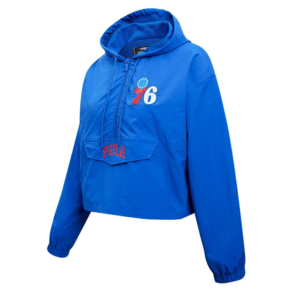 Philadelphia 76ers Pro Standard Classic Wind Woven Cropped Half-Zip Jacket Royal - NBA