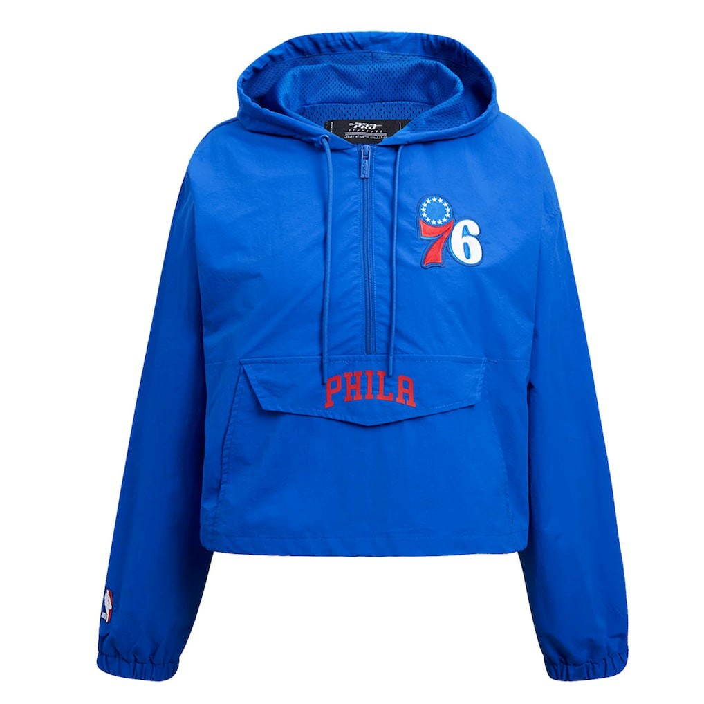 Philadelphia 76ers Pro Standard Classic Wind Woven Cropped Half-Zip Jacket Royal - NBA