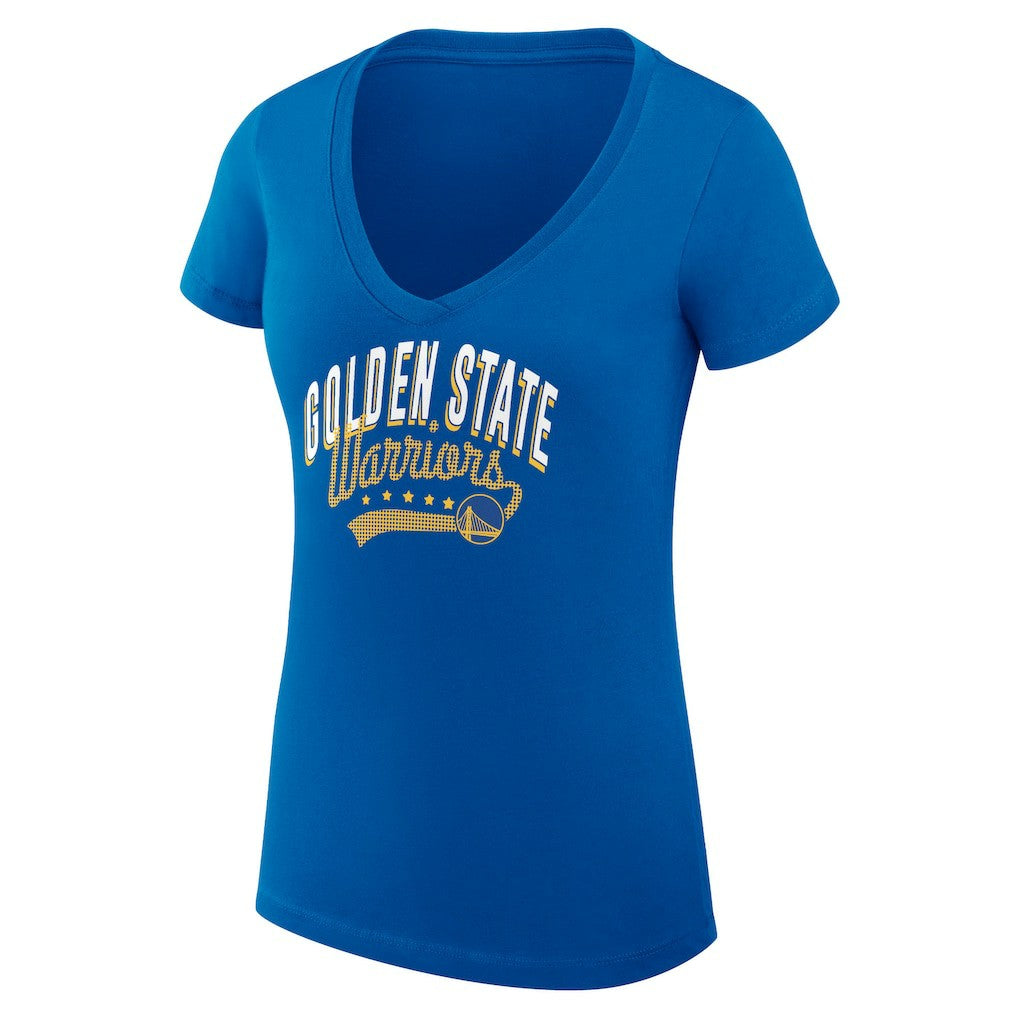Golden State Warriors G-III 4Her by Carl Banks Women's Super-Slim Fit Lightweight Filigree Logo V-Neck T-Shirt Royal - NBA
