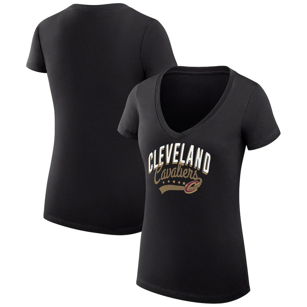 Cleveland Cavaliers G-III 4Her by Carl Banks Women's Super-Slim Fit Lightweight Filigree Logo V-Neck T-Shirt Black - NBA