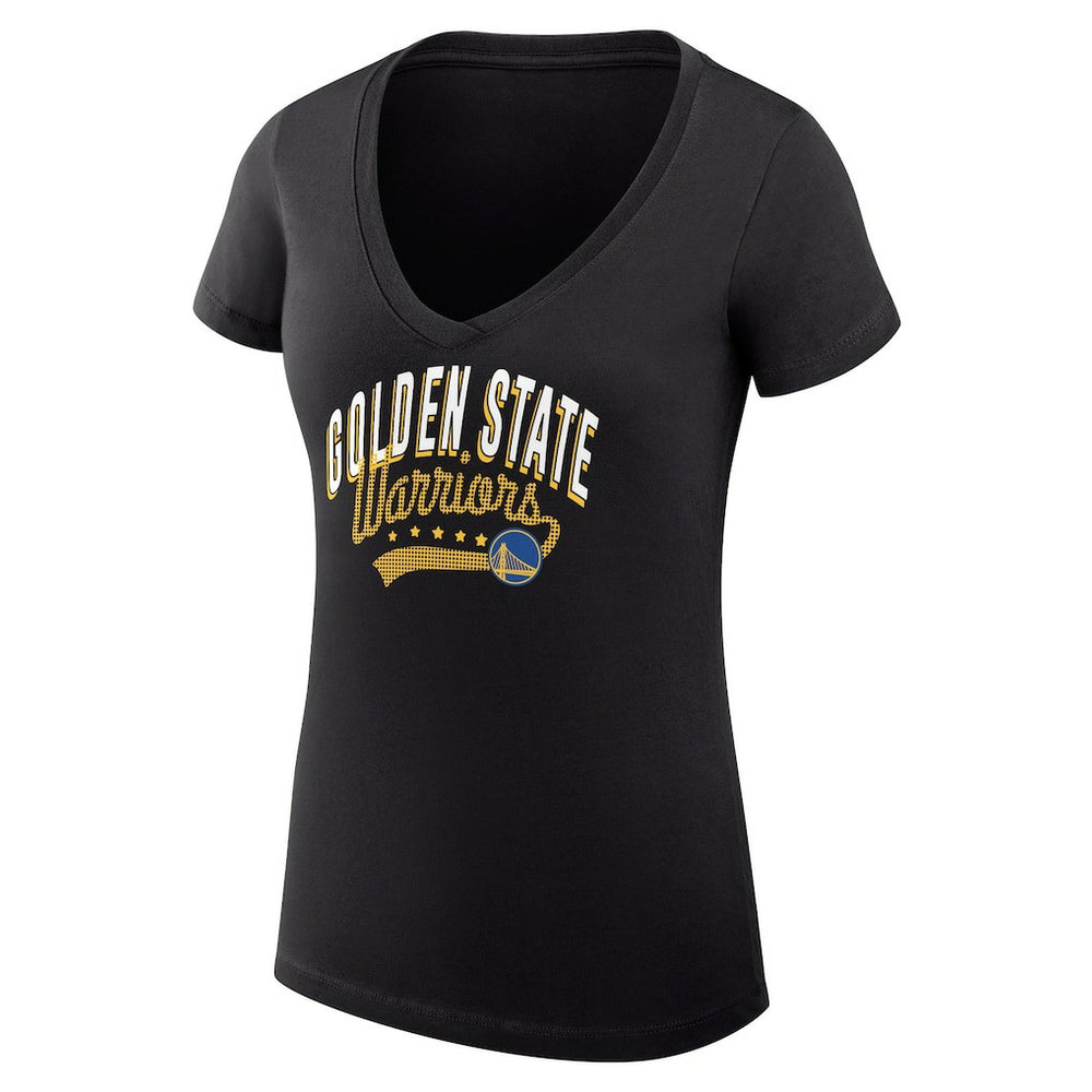 Golden State Warriors G-III 4Her by Carl Banks Women's Super-Slim Fit Lightweight Filigree Logo V-Neck T-Shirt Black - NBA