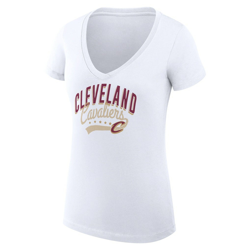 Cleveland Cavaliers G-III 4Her by Carl Banks Women's Super-Slim Fit Lightweight Filigree Logo V-Neck T-Shirt White - NBA