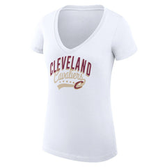 Cleveland Cavaliers G-III 4Her by Carl Banks Women's Super-Slim Fit Lightweight Filigree Logo V-Neck T-Shirt White - NBA