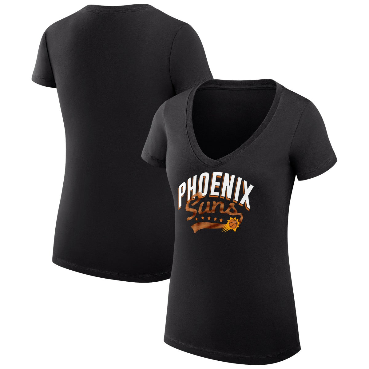 Phoenix Suns G-III 4Her by Carl Banks Women's Super-Slim Fit Lightweight Filigree Logo V-Neck T-Shirt Black - NBA