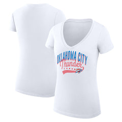 Oklahoma City Thunder G-III 4Her by Carl Banks Women's Super-Slim Fit Lightweight Filigree Logo V-Neck T-Shirt - White - NBA