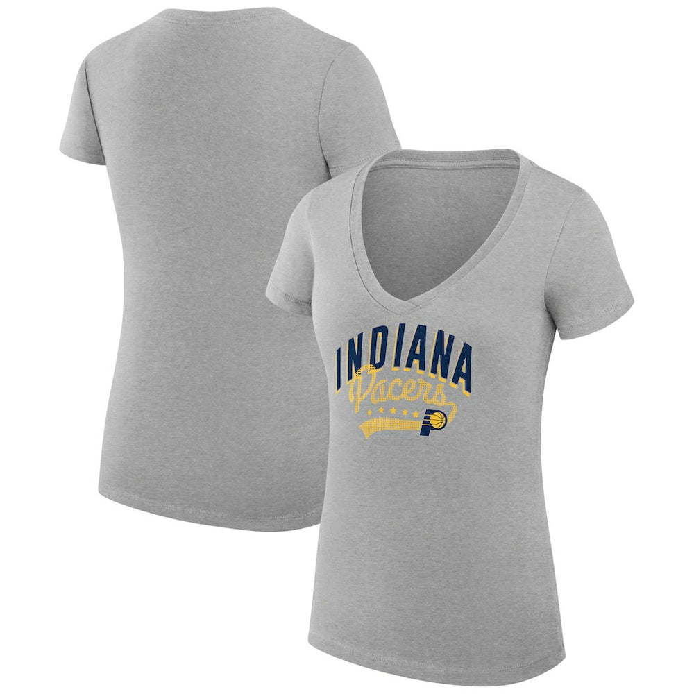 Indiana Pacers G-III 4Her by Carl Banks Women's Super-Slim Fit Lightweight Filigree Logo V-Neck T-Shirt Heather Gray - NBA